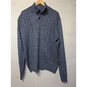 Buffalo David Bitton‎ NWT Mens Pullover Button Sweater Blue Logo Cablestitch XXL